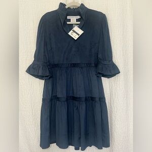NWT Gretchen Scott Navy Dress with Ruffle Sleeves
